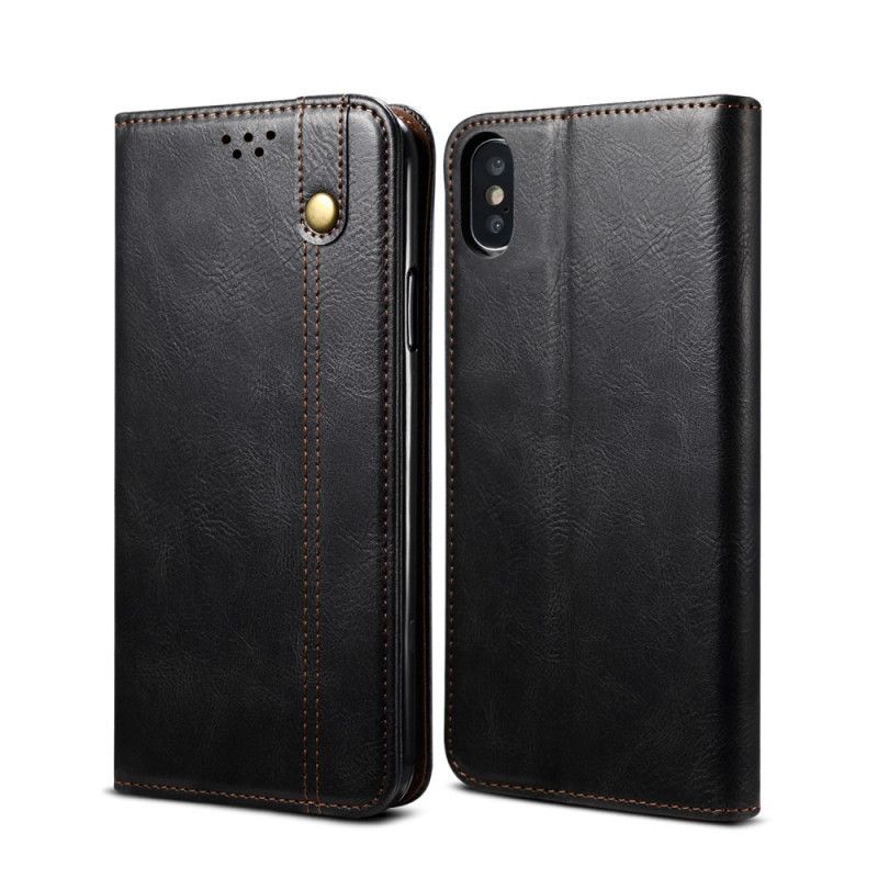 Flip Kožené Pouzdro Folio Iphone  XS Max Umělá Voskovaná Kůže
