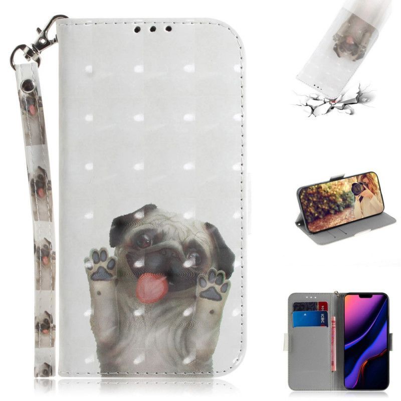Flipové Pouzdro Iphone 11 Miluji Svého Psa S Popruhem