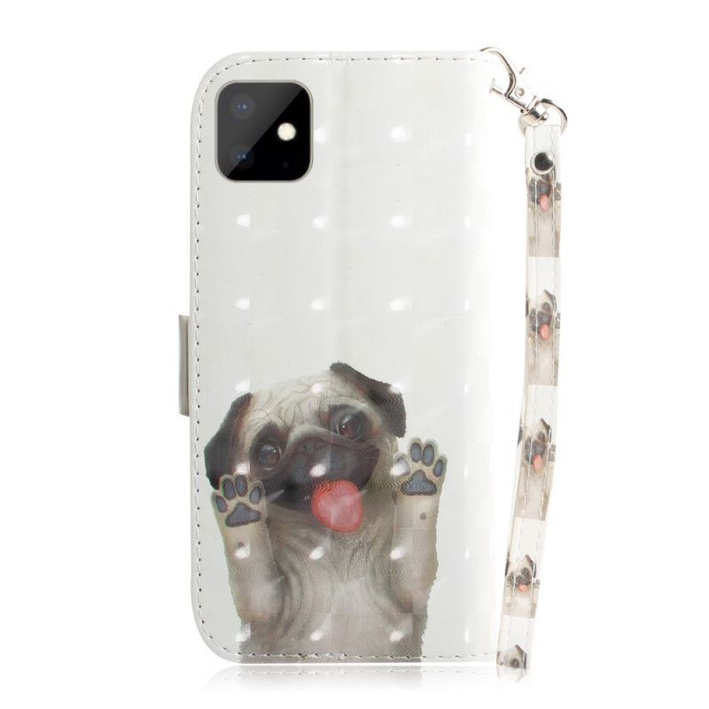 Flipové Pouzdro Iphone 11 Miluji Svého Psa S Popruhem