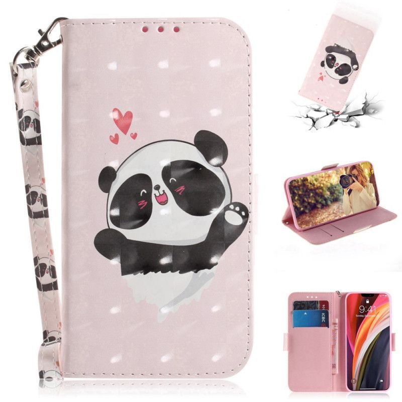 Flipové Pouzdro Iphone 12 Pro Max Pásek Lásky Pandy