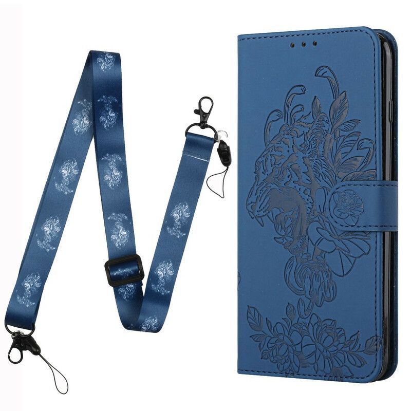 Flipové Pouzdro Iphone 13 Mini Barokní Tygr S Popruhem