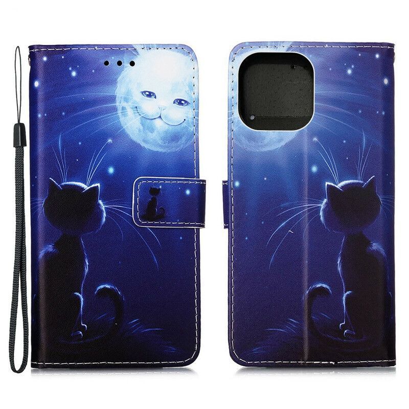 Flipové Pouzdro Iphone 13 Mini Kočka V Měsíčním Světle