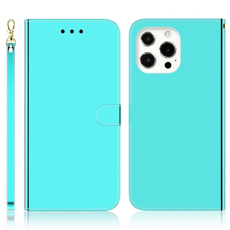 Flipové Pouzdro Iphone 13 Pro Max Kryt Zrcátka Z Umělé Kůže