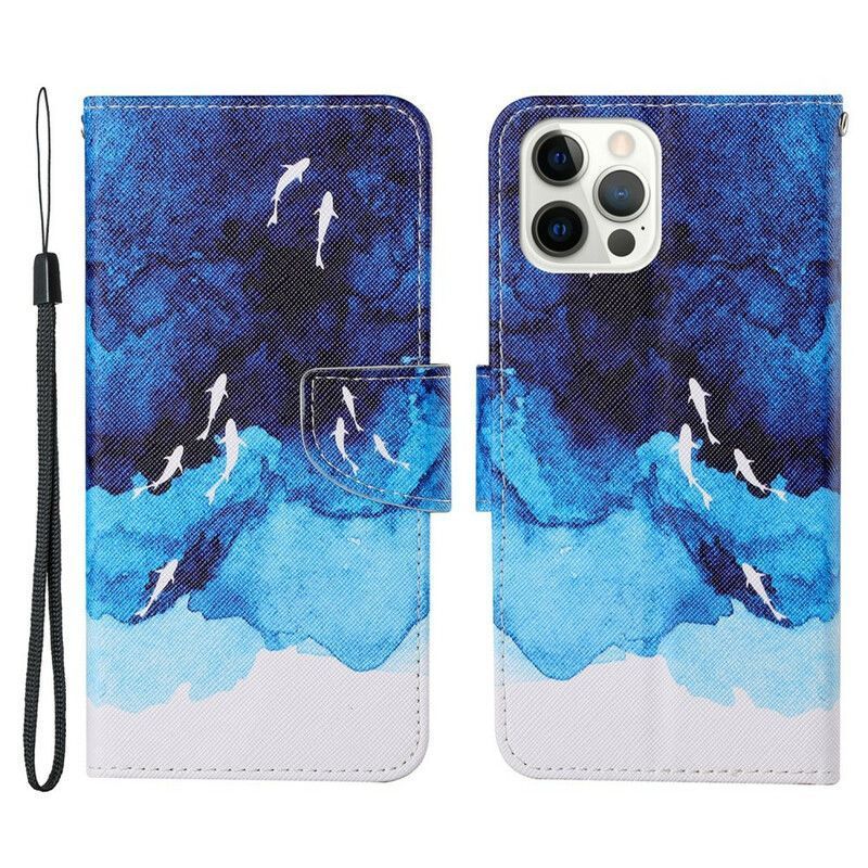 Flipové Pouzdro Iphone 13 Pro Moře S Popruhem