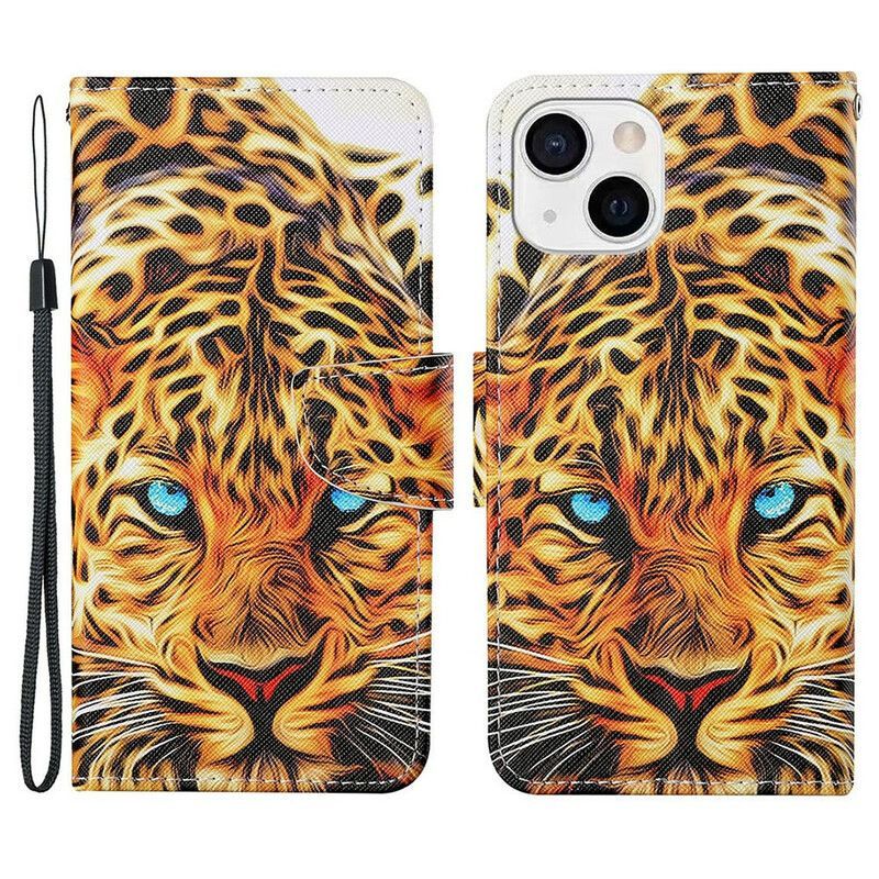 Flipové Pouzdro Iphone 13 Tygr S Popruhem