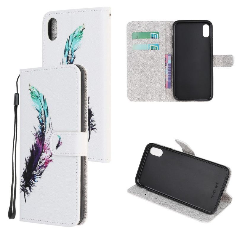 Flipové Pouzdro Iphone Xr Pírko S Popruhem