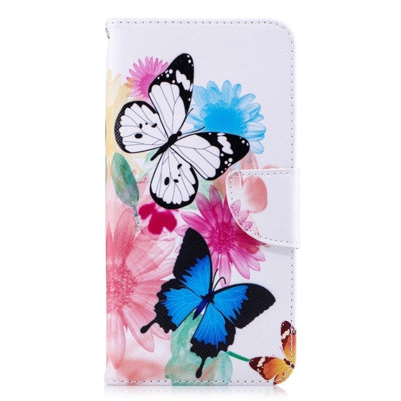 Flipové Pouzdro Iphone  XS Max Malovaní Motýli A Květiny