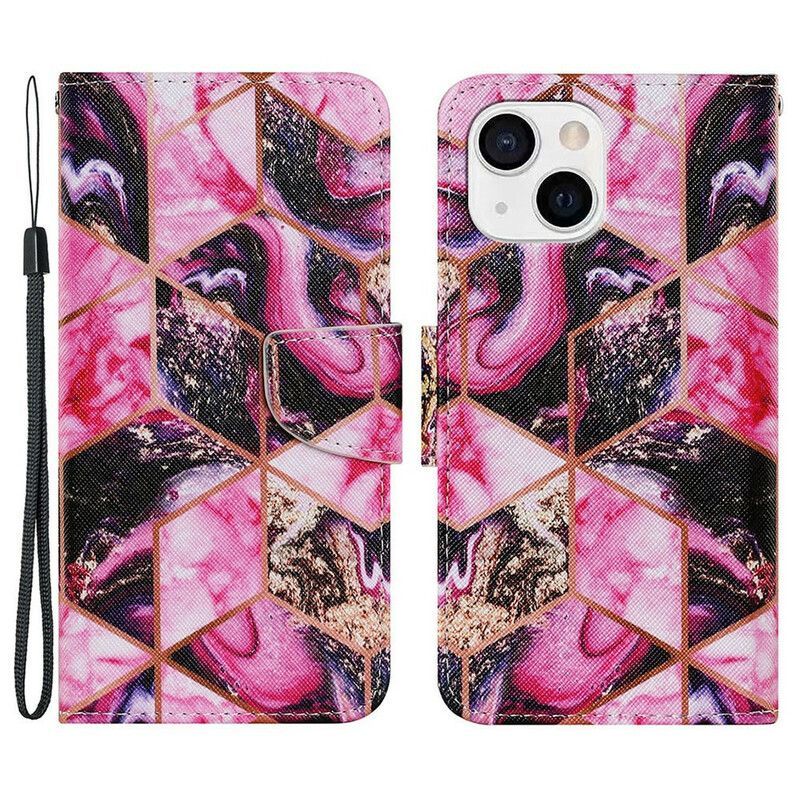 Flipové Pouzdro Na Iphone 13 Geometrický Styl Mramoru