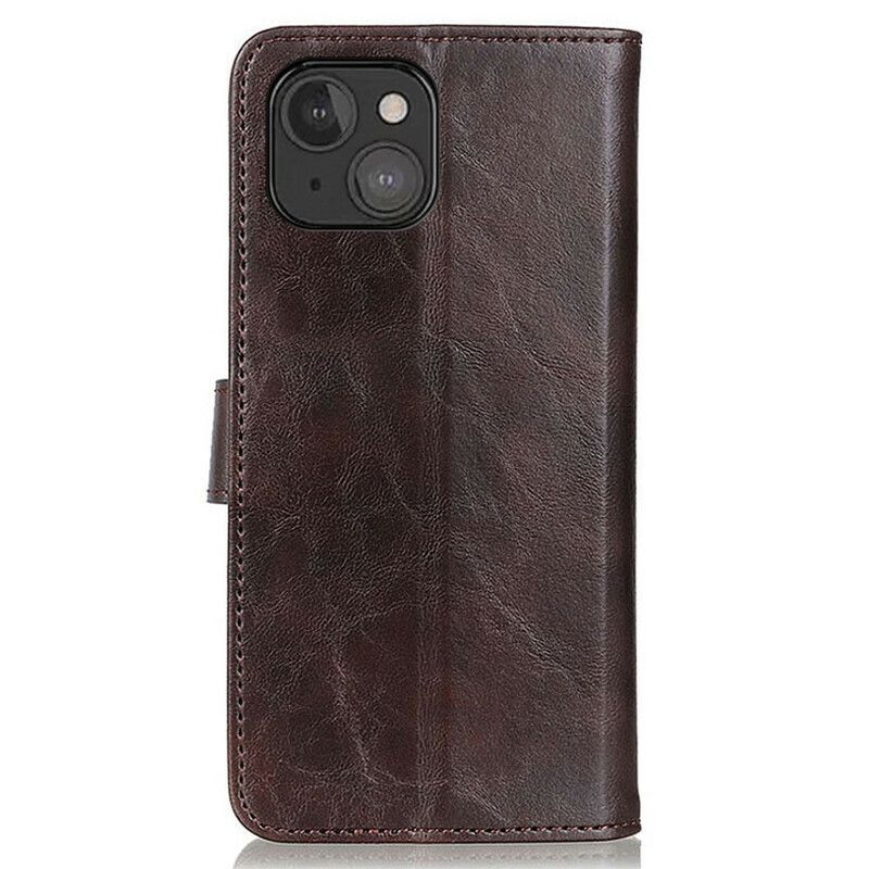 Flipové Pouzdro Na Iphone 13 Mini Efekt Z Buvolí Kůže