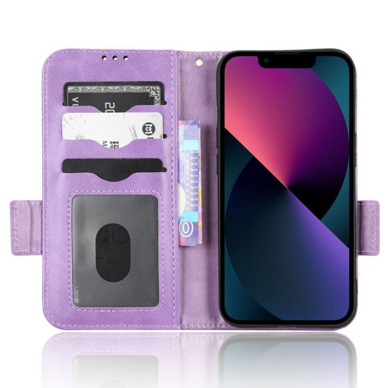 Flipové Pouzdro Na iPhone 14 Plus Kožené Pouzdro Dvojitá Chlopeň A Trojúhelníkový Vzor