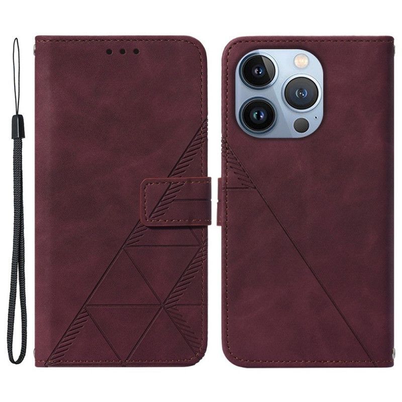 Flipové Pouzdro Na iPhone 14 Plus Pyramidový Kožený Efekt