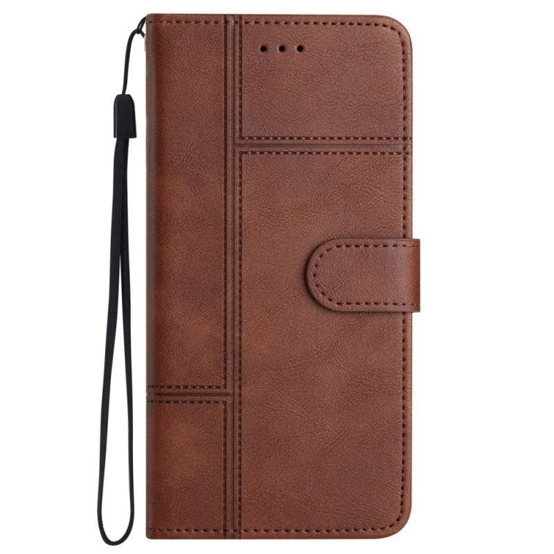 Flipové Pouzdro Na iPhone 14 Pro Max Na Lana Strappy Obchodní Kožený Styl