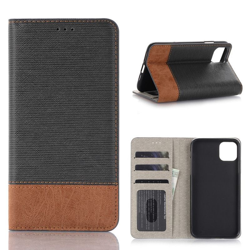 Kožené Pouzdro Folio Iphone 11 Dvoubarevná Imitace Kůže