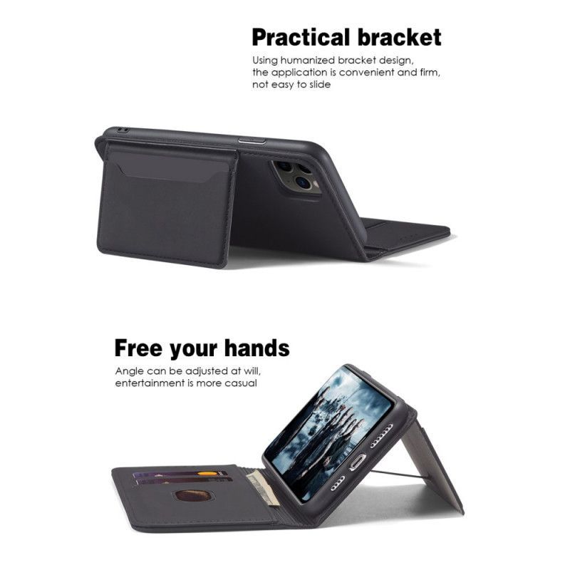 Kožené Pouzdro Folio Iphone 12 / 12 Pro Držitel Podpůrné Karty
