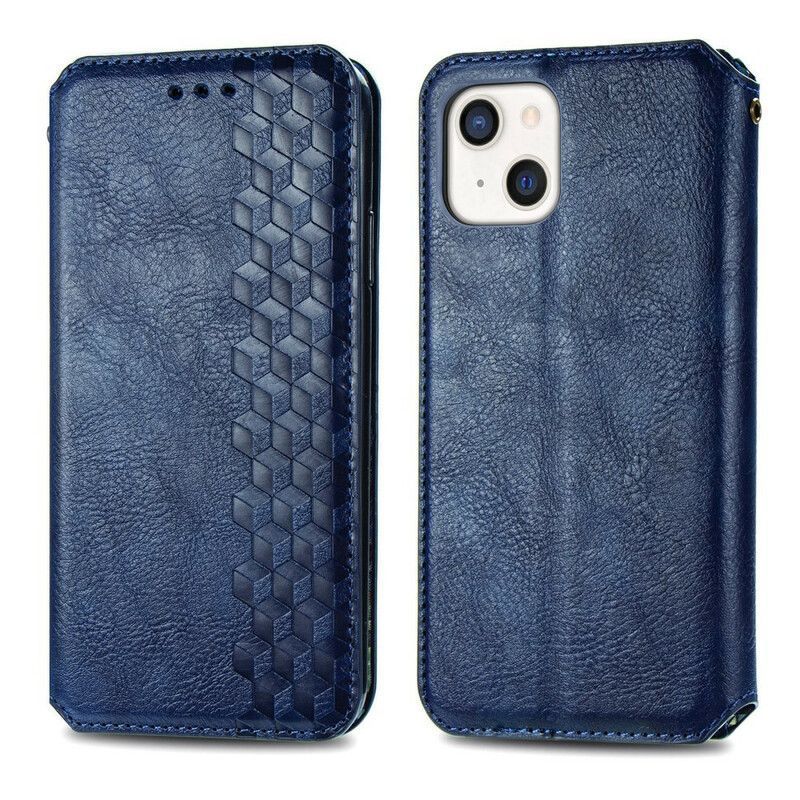 Kožené Pouzdro Folio Iphone 13 Kůže S Diamantovou Texturou