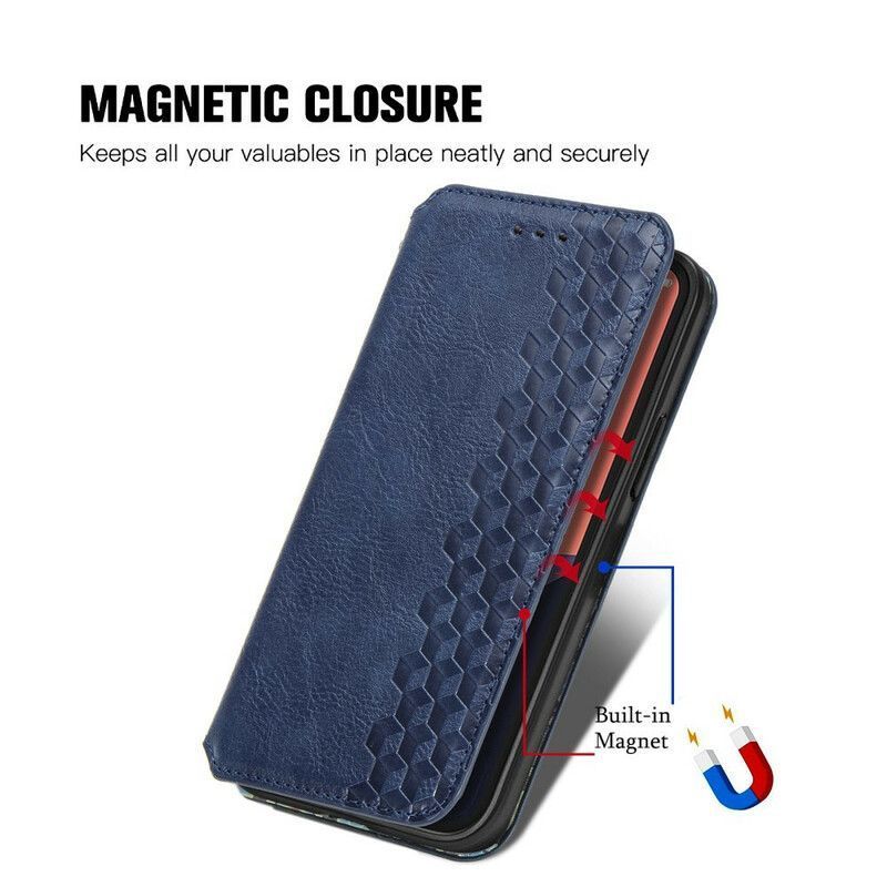 Kožené Pouzdro Folio Iphone 13 Kůže S Diamantovou Texturou
