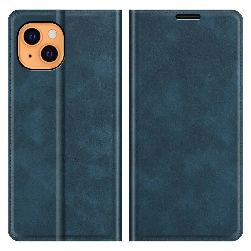 Kožené Pouzdro Folio Iphone 13 Mini Hedvábně Měkký Kožený Efekt