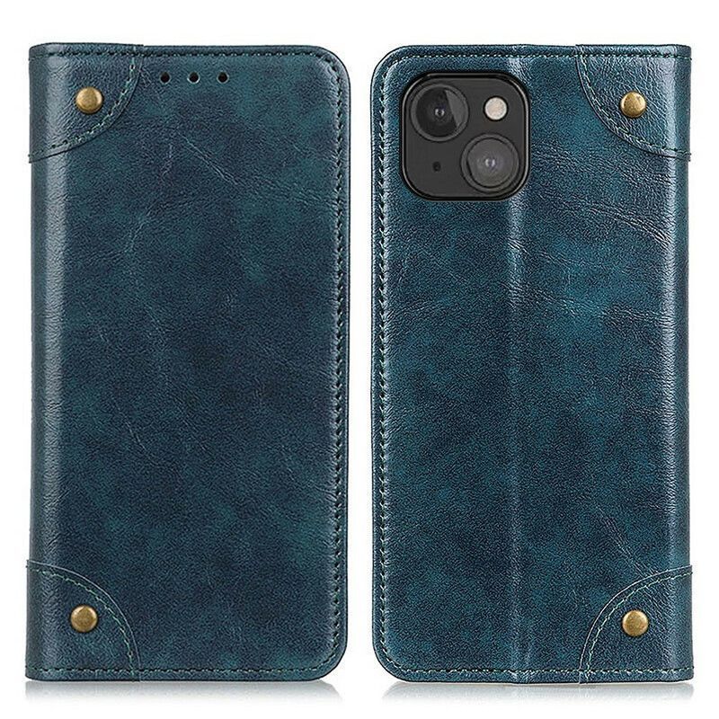 Kožené Pouzdro Folio Iphone 13 Mini Staré Nýty