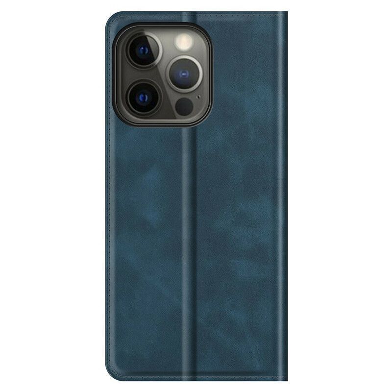 Kožené Pouzdro Folio Iphone 13 Pro Max Efekt Hedvábné Měkké Kůže