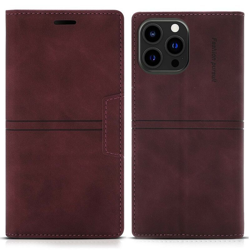 Kožené Pouzdro Folio Iphone 13 Pro Max Kožená Magnetická Spona