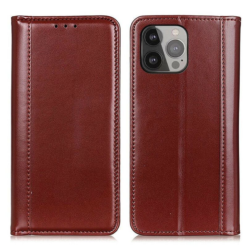 Kožené Pouzdro Folio Iphone 13 Pro Max Lesklá Štípenka