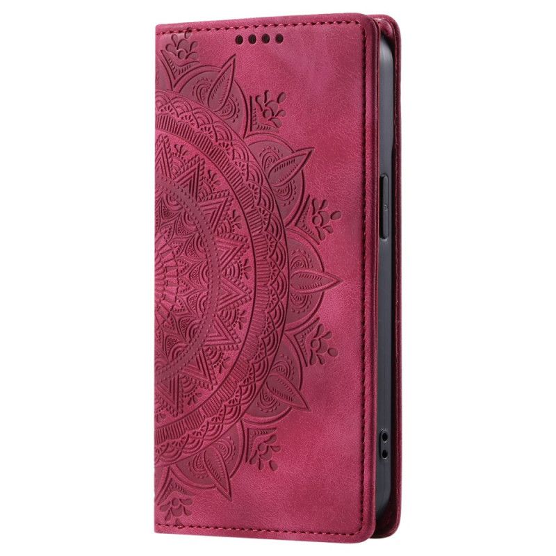 Kožené Pouzdro Folio iPhone 16 Plus Efekt Mandala Suede