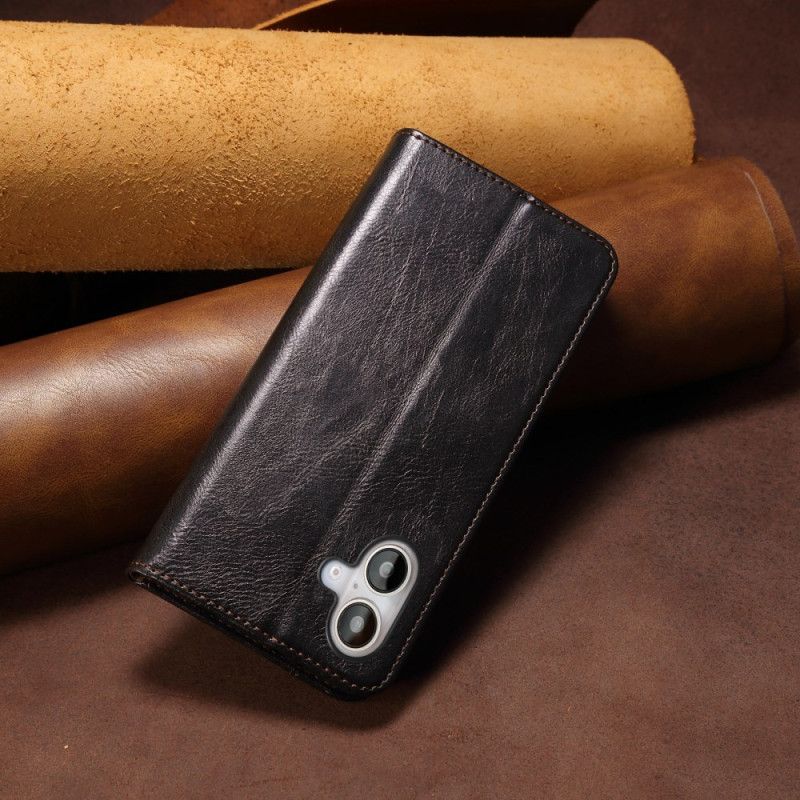 Kožené Pouzdro Folio iPhone 16 Plus Voskovaná Imitace Kůže