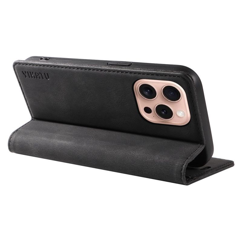 Kožené Pouzdro Folio iPhone 16 Pro Semišový Efekt Yikatu
