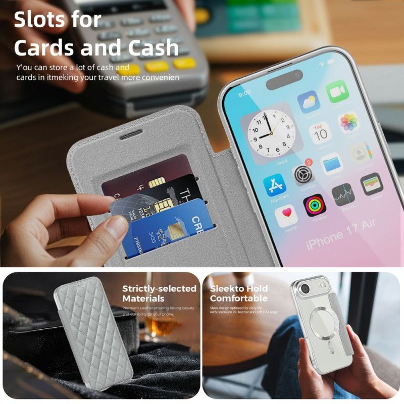 Kožené Pouzdro Folio iPhone Air Kompatibilní S Magsafe Prošívané