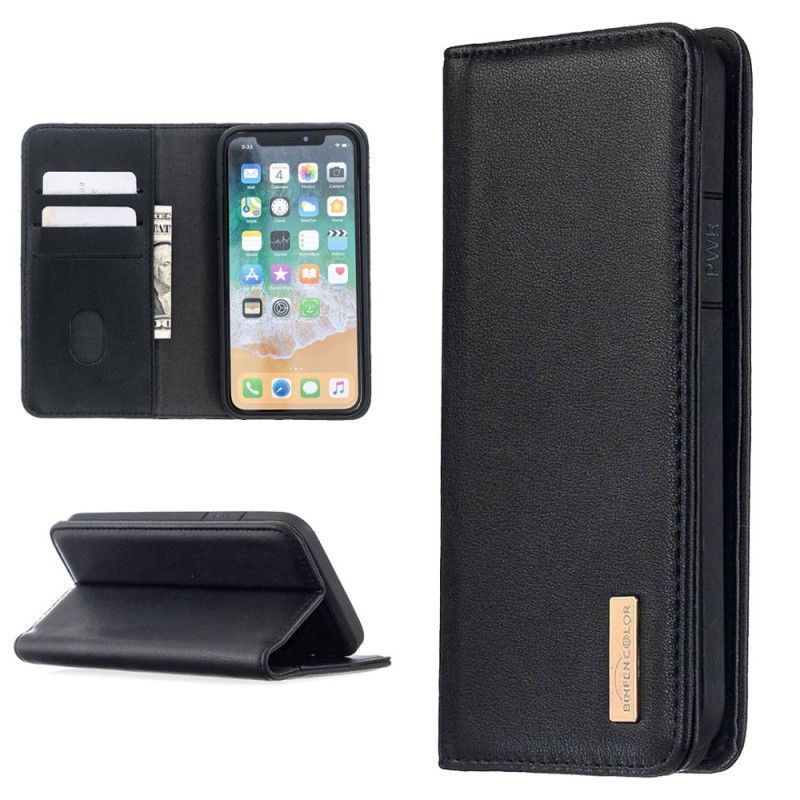 Kožené Pouzdro Folio Iphone X /  XS Odnímatelná Skořepina Z Pravé Kůže