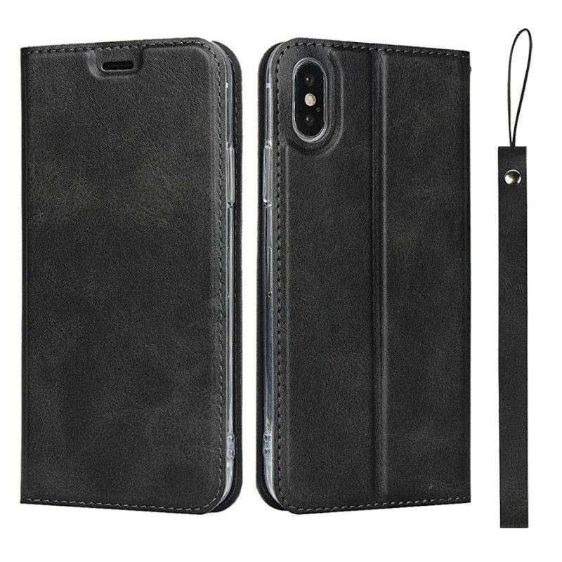 Kožené Pouzdro Folio Iphone  XS / X Umělá Kůže Se Šňůrkou