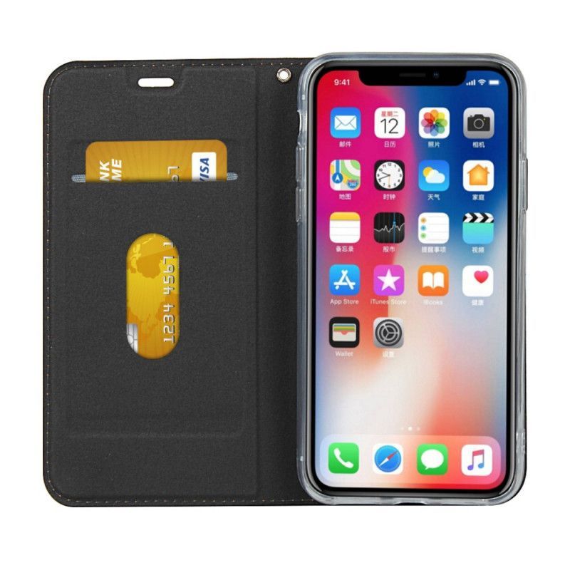Kožené Pouzdro Folio Iphone  XS / X Umělá Kůže Se Šňůrkou