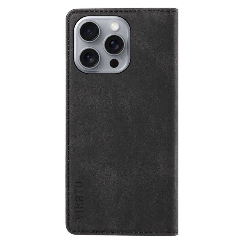 Kožené Pouzdro Folio Na iPhone 16 Pro Max Semišový Efekt Yikatu