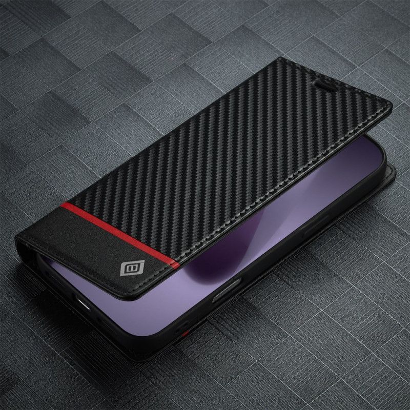 Kožené Pouzdro Folio Na iPhone 17 Pro Lc.imeeke Uhlíková Vlákna