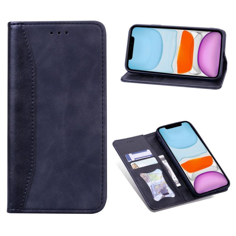 Kožené Pouzdro Folio Na Iphone X /  XS Dvoubarevný Obchodní Kožený Efekt