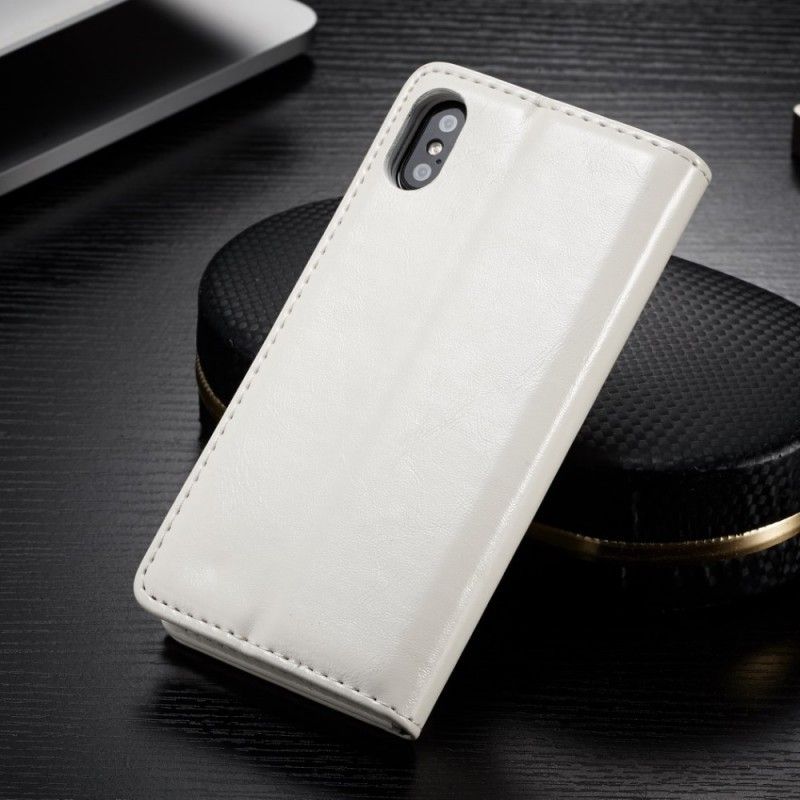Kožené Pouzdro Folio Na Iphone  XS Kasemový Olejový Vosk