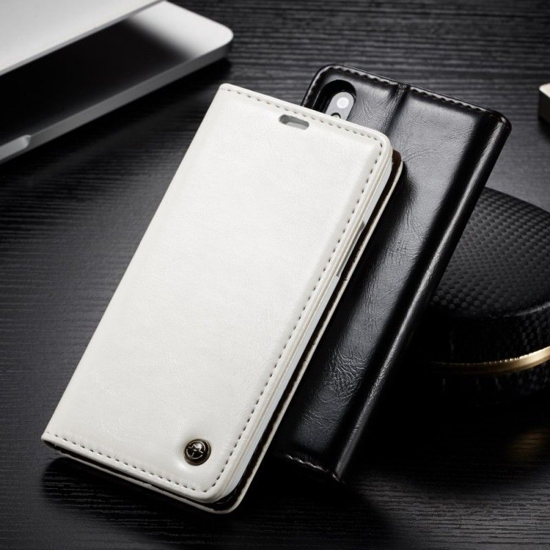 Kožené Pouzdro Folio Na Iphone  XS Kasemový Olejový Vosk