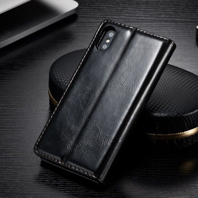 Kožené Pouzdro Folio Na Iphone  XS Kasemový Olejový Vosk