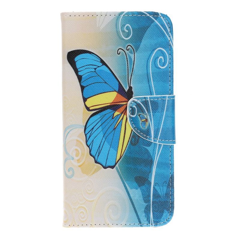 Kožené Pouzdro Iphone 12 Mini Barevný Motýl