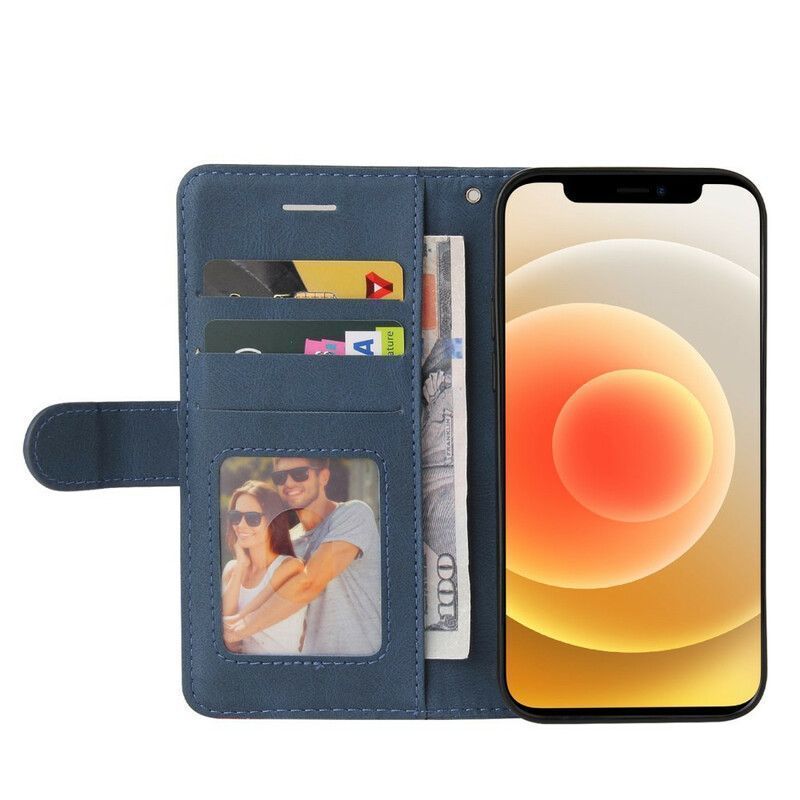 Kožené Pouzdro Iphone 13 Mini Podpisová Dvoubarevná Umělá Kůže
