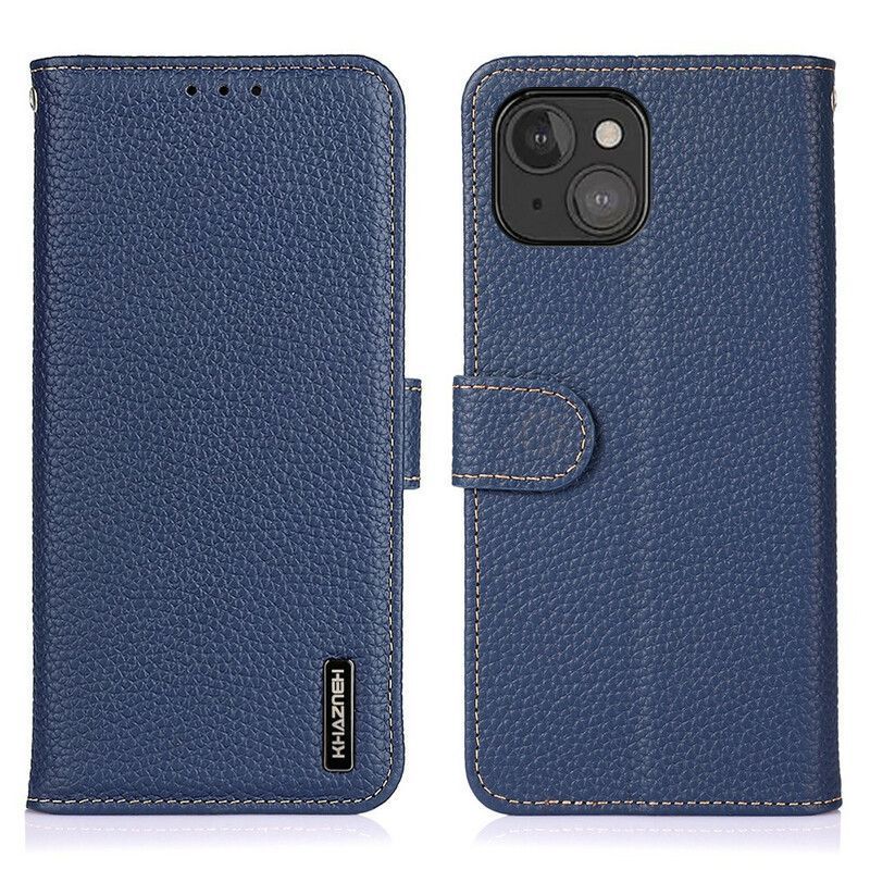 Kožené Pouzdro Iphone 13 Mini Pravá Litchi Khazneh Kůže