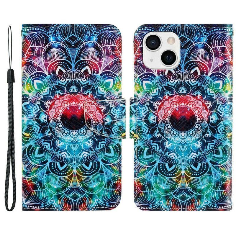 Kožené Pouzdro Iphone 13 Okázalá Pásková Mandala
