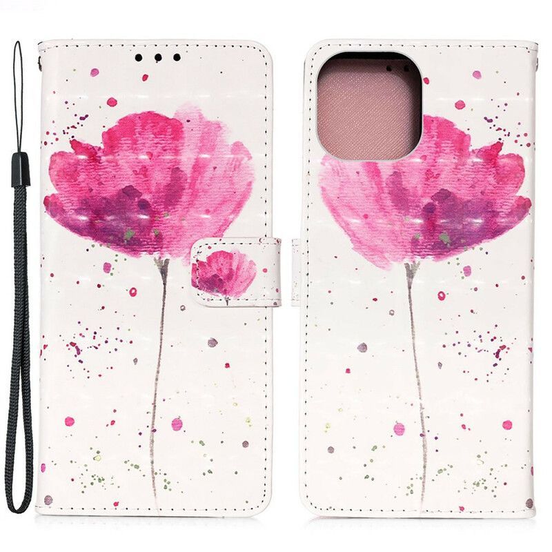 Kožené Pouzdro Iphone 13 Pro Max Akvarelový Mák