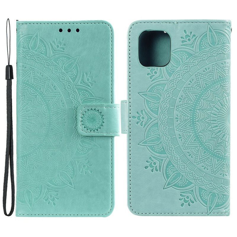 Kožené Pouzdro Iphone 13 Pro Sluneční Mandala