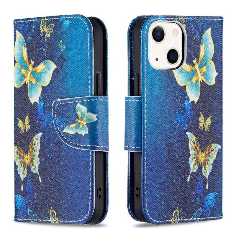 Kožené Pouzdro Na Iphone 13 Mini Královští Motýli