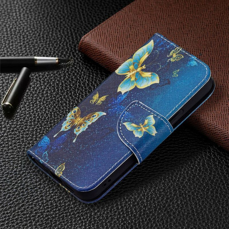 Kožené Pouzdro Na Iphone 13 Mini Královští Motýli