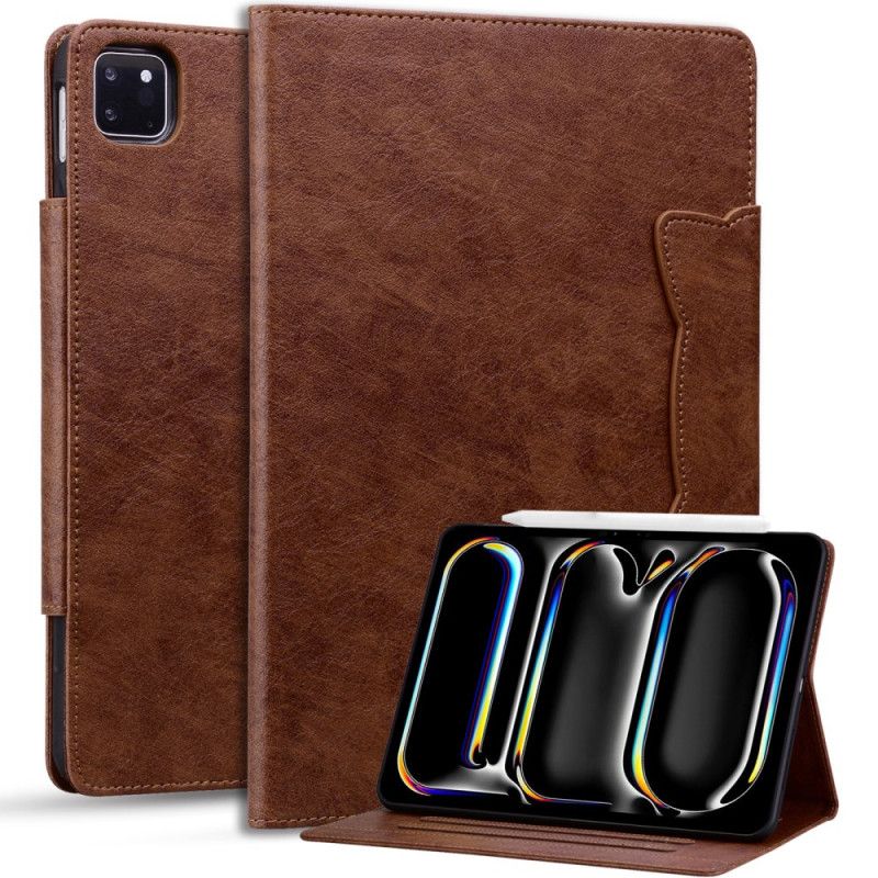 Kožený Kryt iPad Pro 13 (2025) Magnetické Zapínání S Kočičím Vzorem