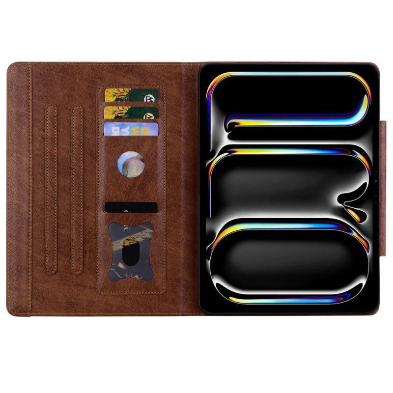 Kožený Kryt iPad Pro 13 (2025) Magnetické Zapínání S Kočičím Vzorem