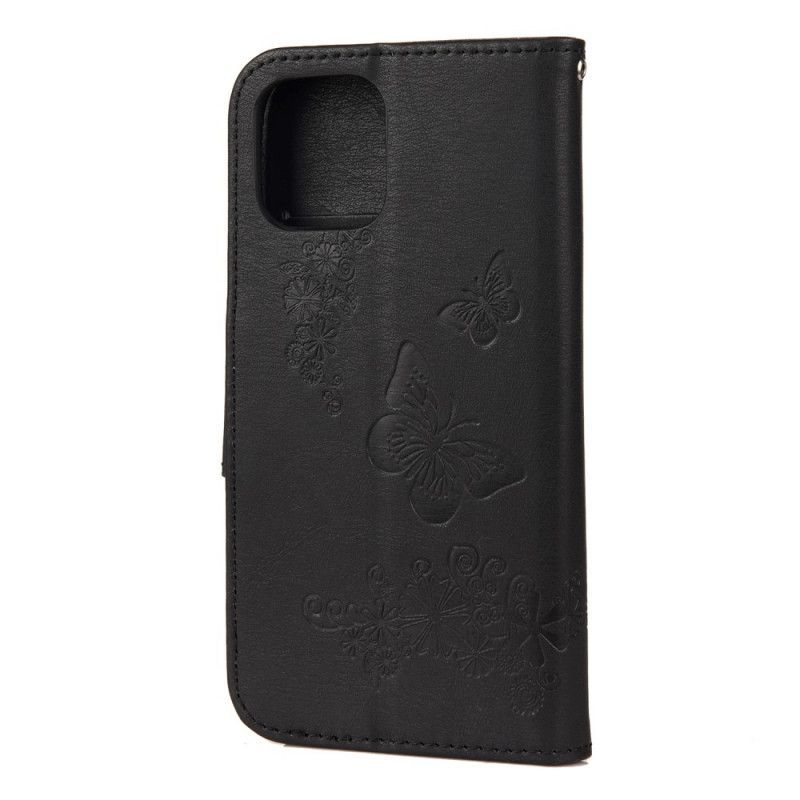Kožený Kryt Iphone 12 / 12 Pro Krásná Tanga Motýlci