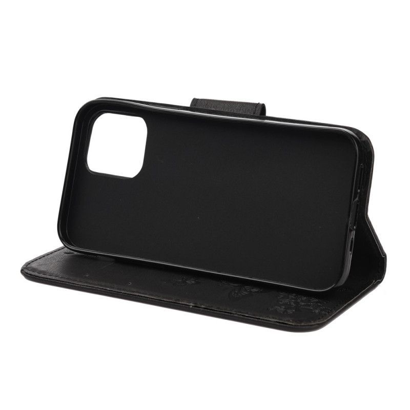 Kožený Kryt Iphone 12 / 12 Pro Krásná Tanga Motýlci